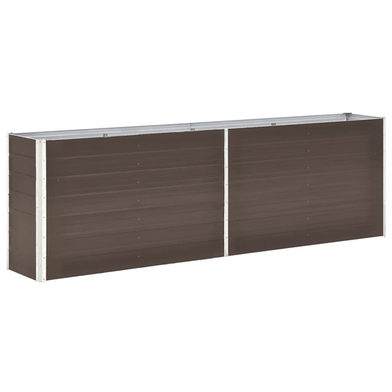 Jardinière lit surélevé plantes fleurs jardin acier galvanisé 240 x 40 x 77 cm marron