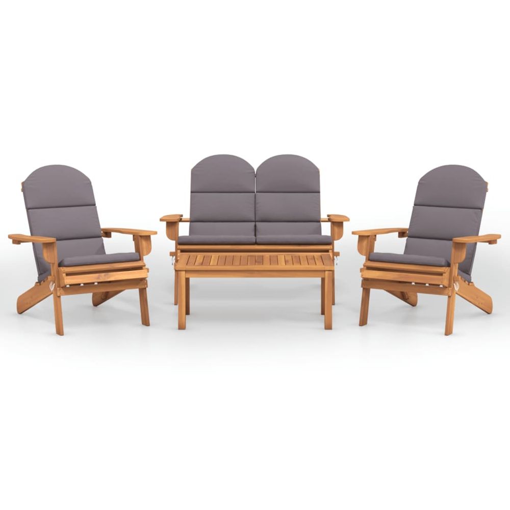 Ensemble de salon de jardin adirondack 4 pcs bois acacia solide