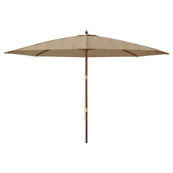 Parasol mobilier de jardin avec mât en bois 400 x 273 cm taupe