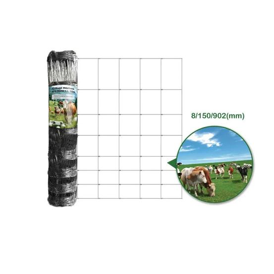 Grillage à moutons galvanisé h.0,95m l.50m - maille progressive 8/15/90,2mm