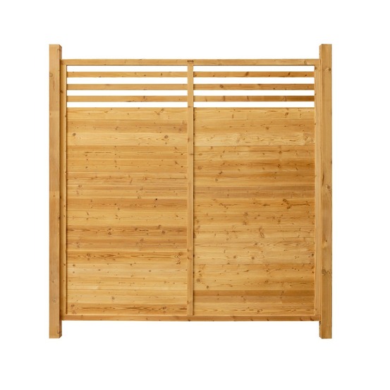 Home deluxe - clôture en bois soma - bois d'épicéa, 1 élément + 2 poteaux - largeur : env. 200 cm, accessoires inclus i protection