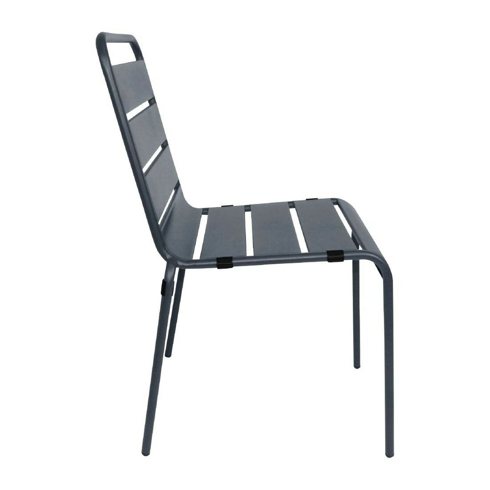 Chaise à lattes en acier grise - lot de 4 - bolero