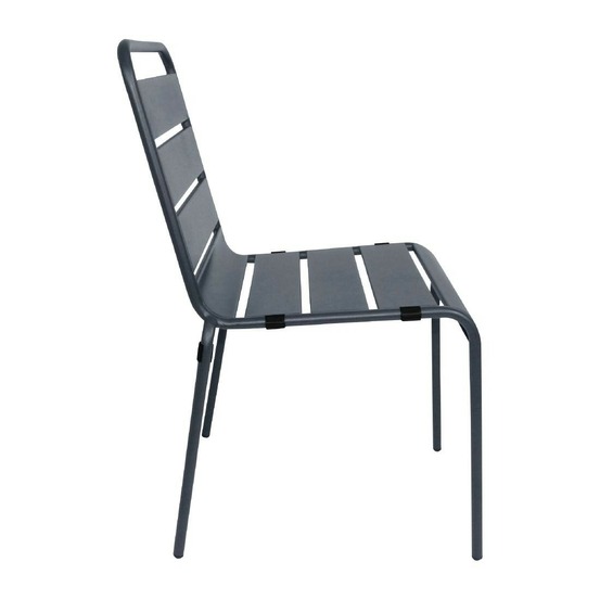 Chaise à lattes en acier grise - lot de 4 - bolero