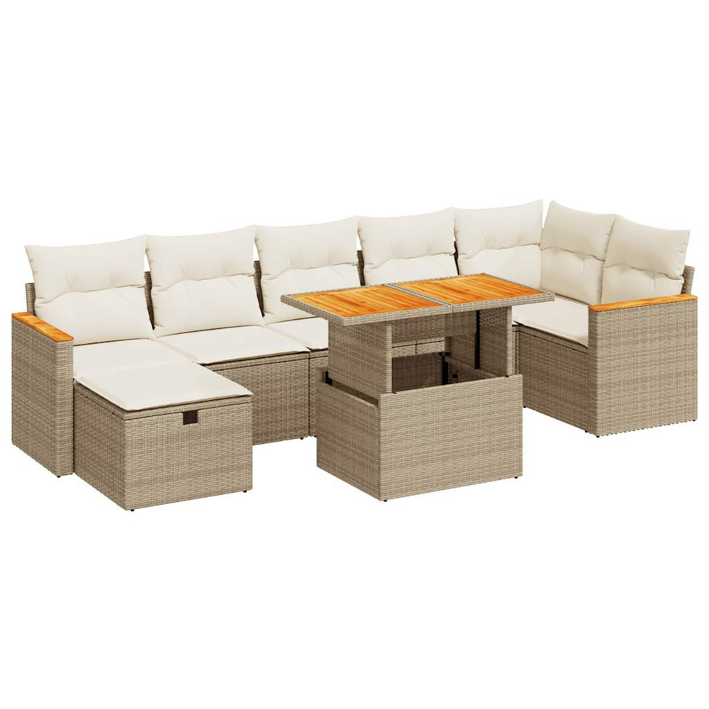 Salon de jardin avec coussins 5 pcs beige résine tressée