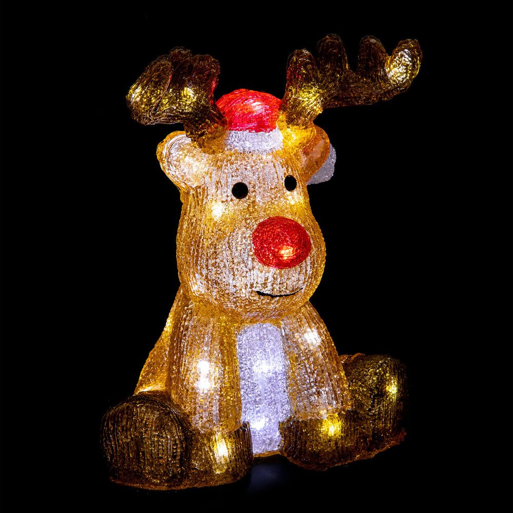 Déco lumineuse renne 40 led blanc froid h 30 cm