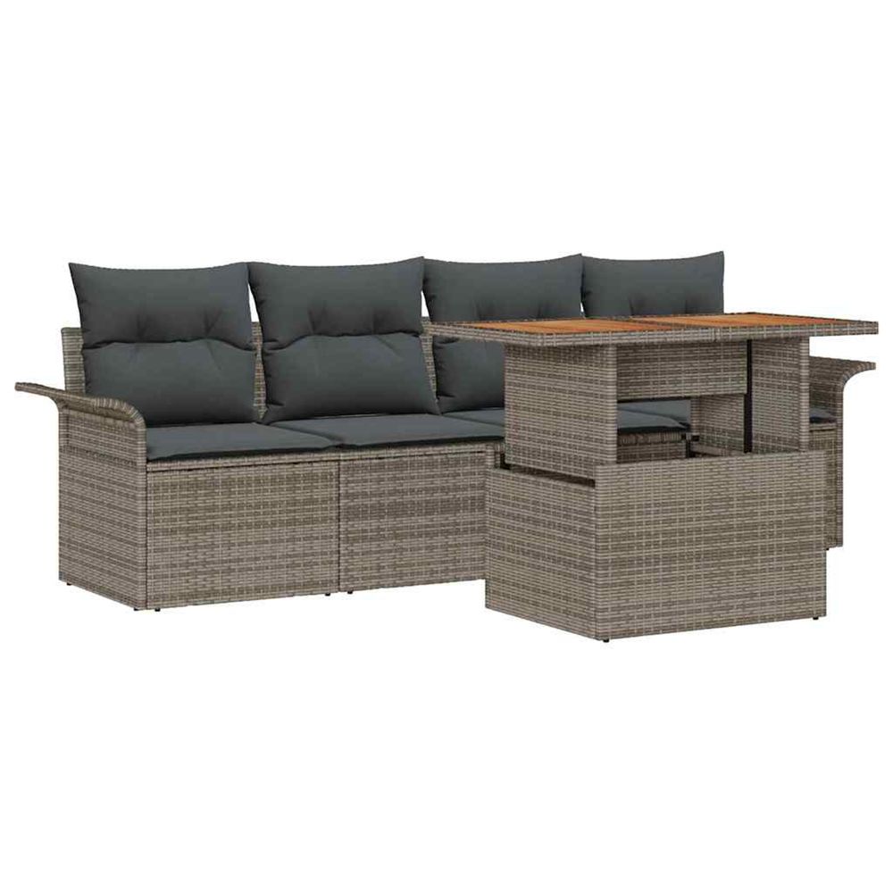 Ensemble de canapé de jardin 5 pc gris poly rotin