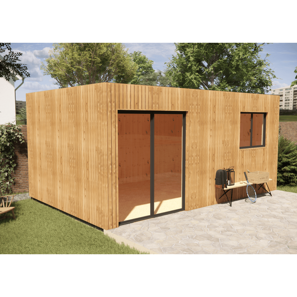 Studio de jardin bien isolé en bois 5,5 x 3,5 x 2,7 m / isolation re2020 avec plancher isolé