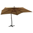 Parasol mobilier de jardin suspendu avec mât en bois 300 cm taupe