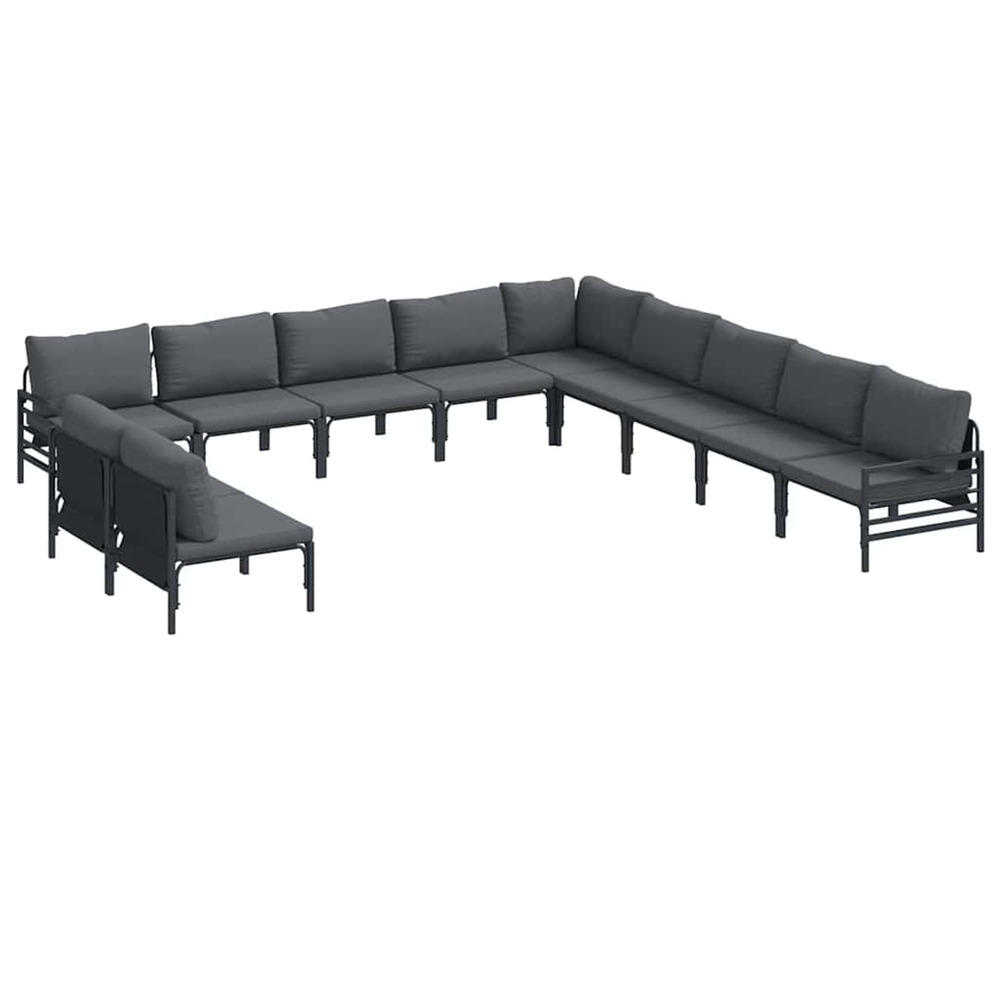 Ensemble de canapé de jardin avec coussin 11 pcs noir acier