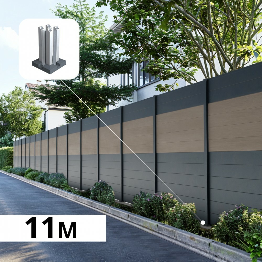 Kit clôture aluminium poteau sur platines - bahia & cruz argent h-1,8m