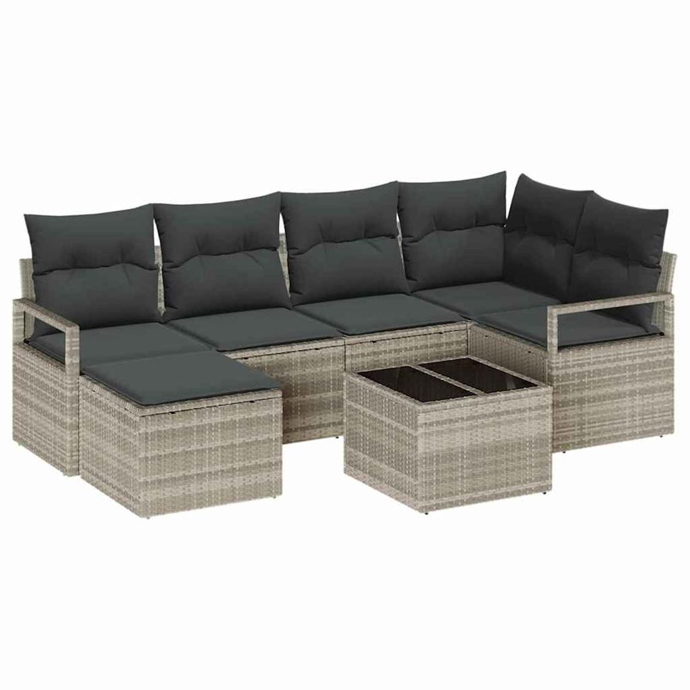 Ensemble de canapés 7 pc gris clair polyrotin
