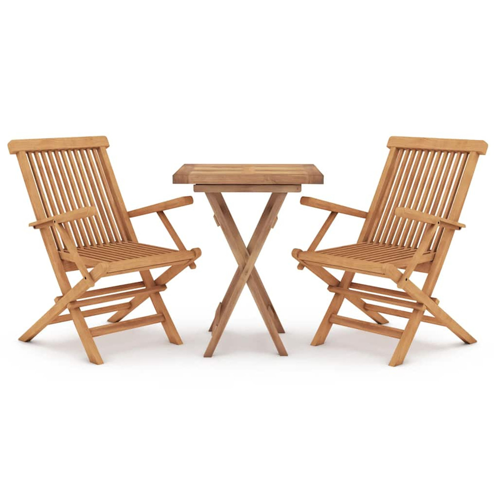 Ensemble à manger de jardin 3 pcs bois de teck massif