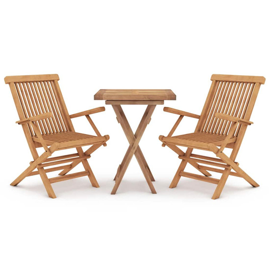 Ensemble à manger de jardin 3 pcs bois de teck massif