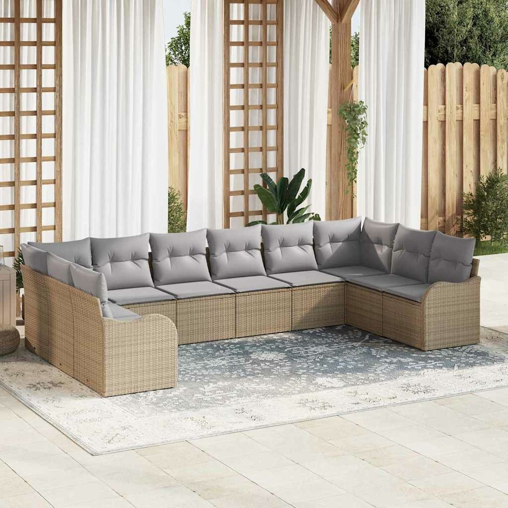 Ensemble de canapé de jardin beige polyrotin