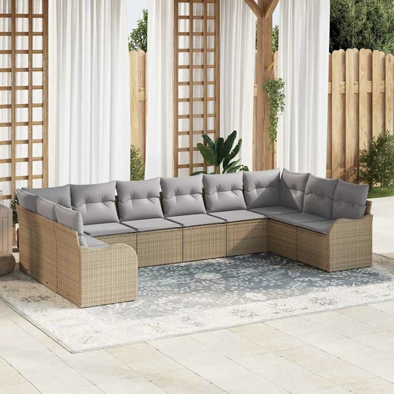 Ensemble de canapé de jardin beige polyrotin
