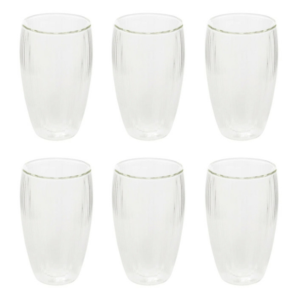 Lot de 6 mugs striés cléa 35cl transparent