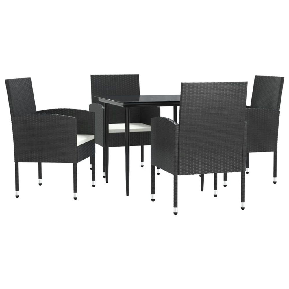 Ensemble à manger de jardin 5 pcs noir résine tressée et acier