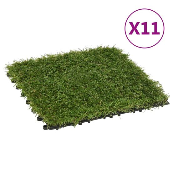 Carreaux de gazon artificiel 11 pcs vert 30x30 cm