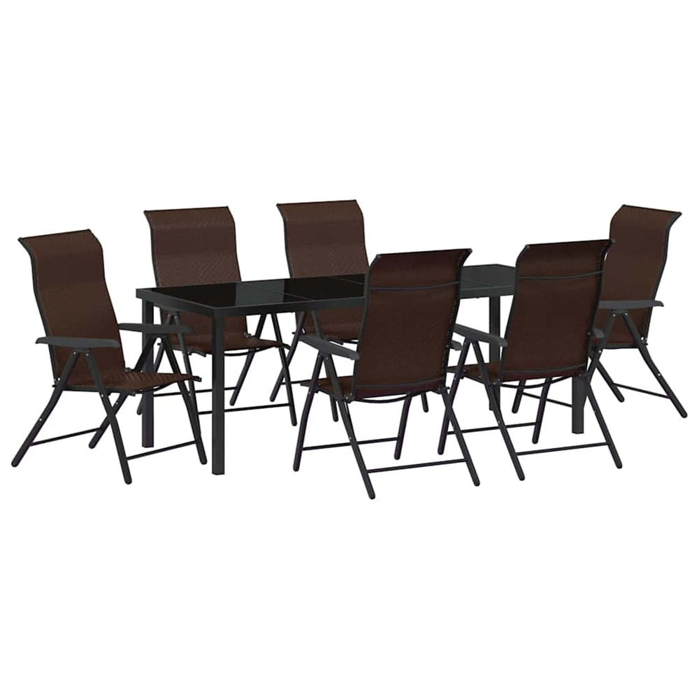 Ensemble de salle à manger pour jardin 7 pcs marron