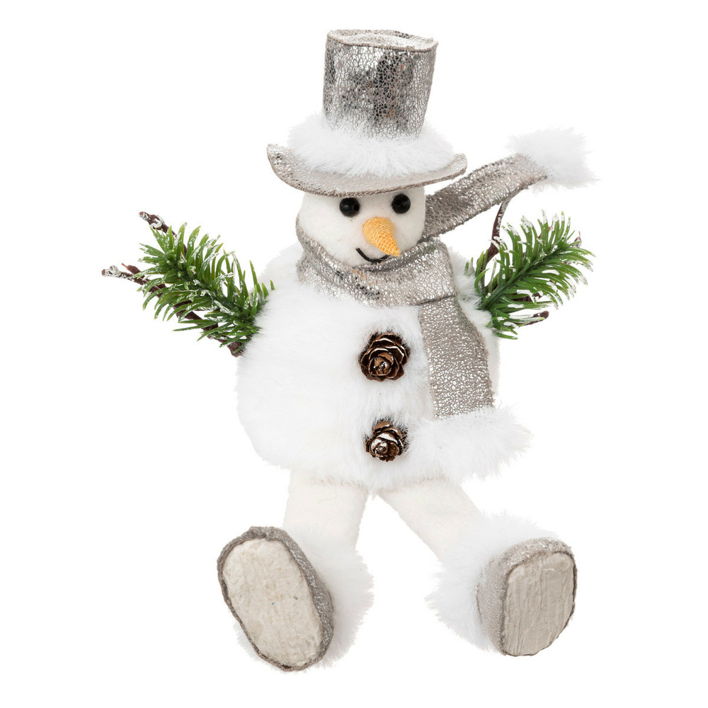 Déco de noël bonhomme de neige avec chapeau et écharpe h 12 cm