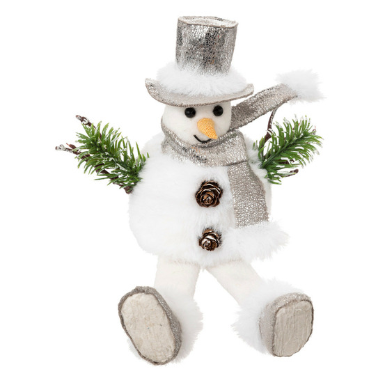 Déco de noël bonhomme de neige avec chapeau et écharpe h 12 cm