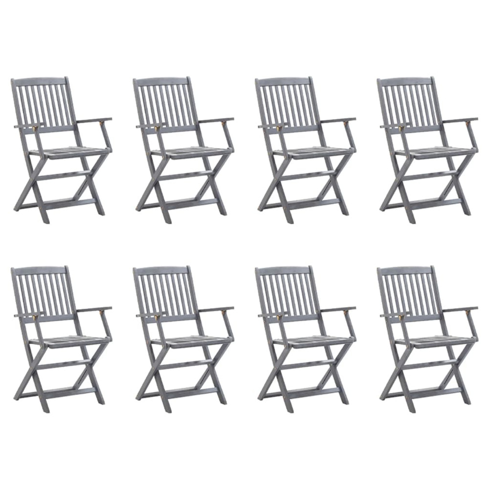 Chaises pliables d'extérieur lot de 8 et coussins bois d'acacia