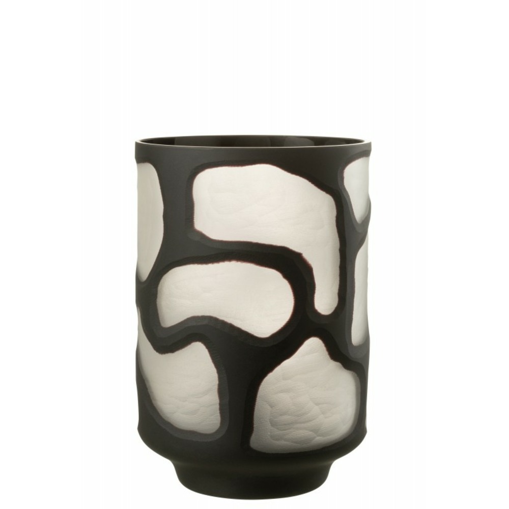Vase avec tâches en verre noir 18x18x26.5 cm