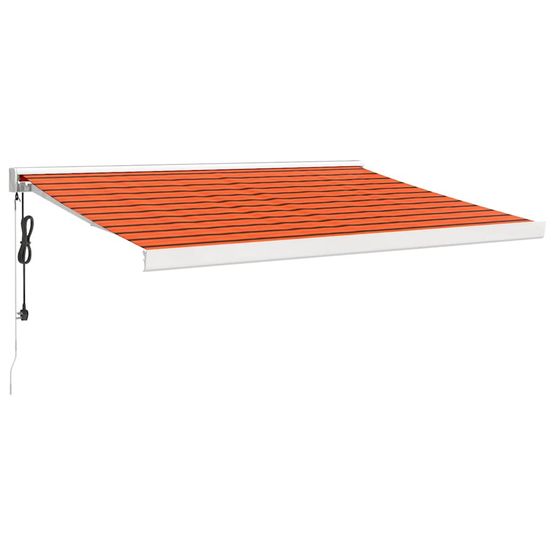 Auvent rétractable orange et marron 350 x 250 cm tissu et métal
