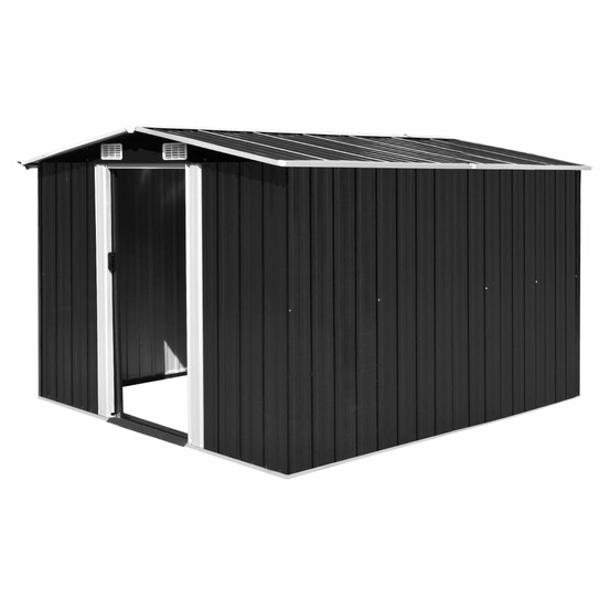 Abri de jardin cabane cabanon maison de stockage remise extérieur hangar outils robuste 257 x 298 x 178 cm métal anthracite 0