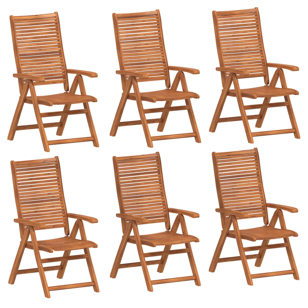 Chaises inclinables de jardin lot de 6 bois massif acacia