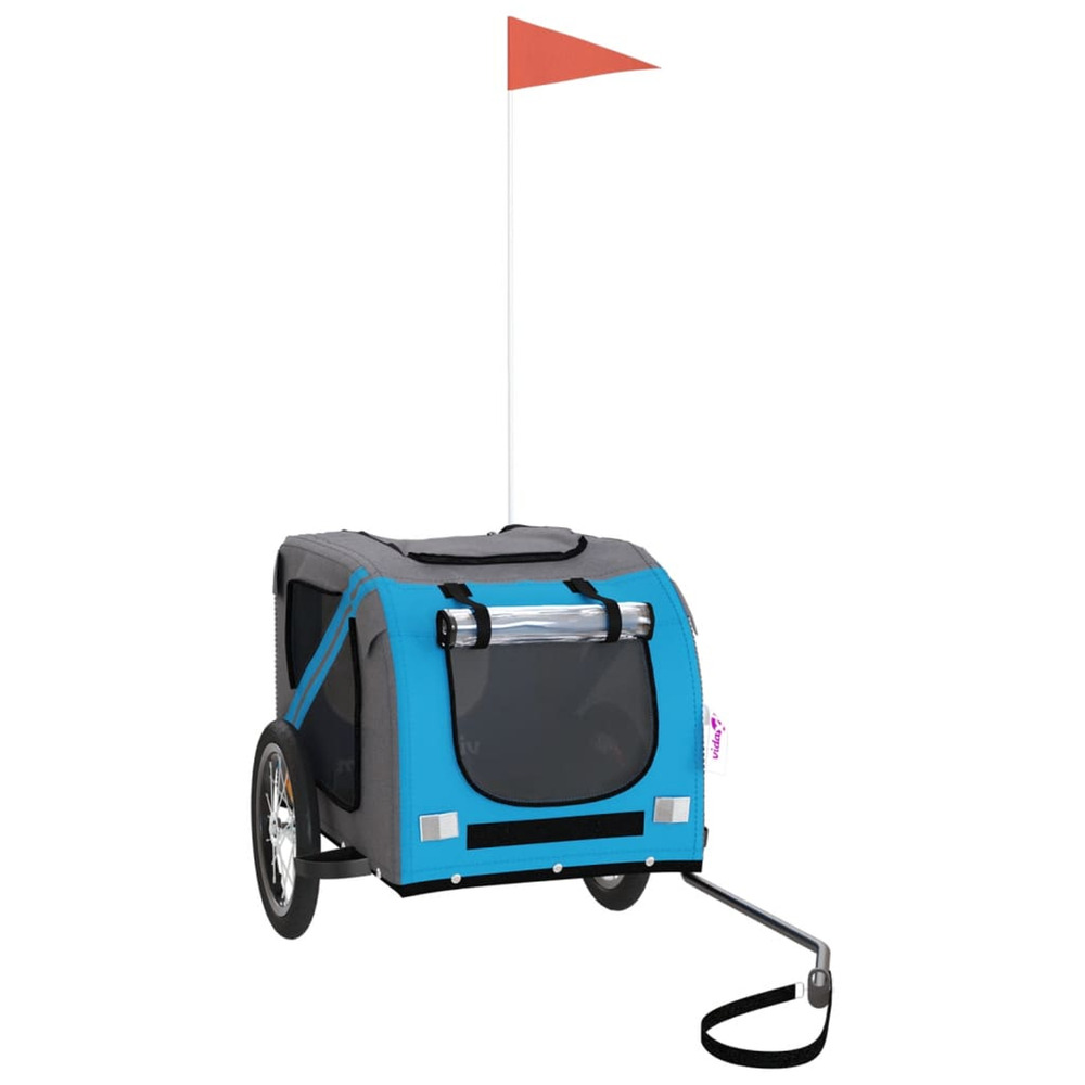 Remorque de vélo pour animaux de compagnie bleu et gris
