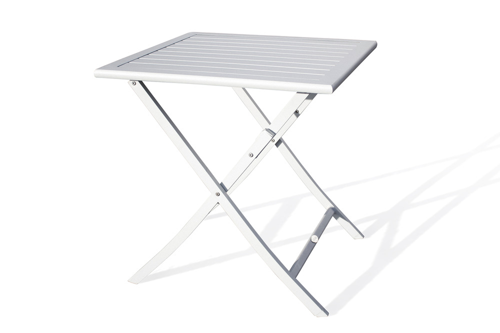 Table de jardin marius 70 cm pliante en aluminium gris
