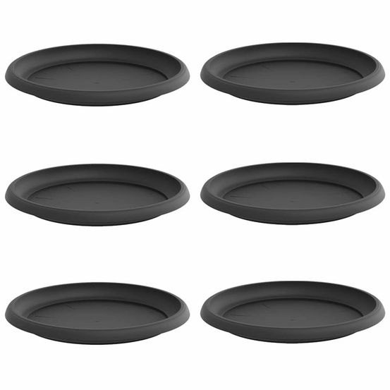 Plateau à fleurs rond 6 pc noir ø 23,5 x 2,5 cm plastique