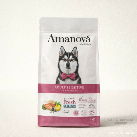 Croquettes chien sans céréales amanova peau sensible saumon 10 kg