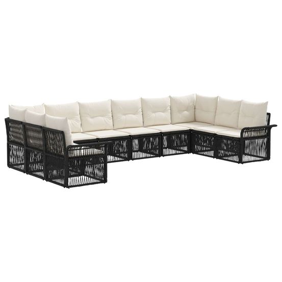 Ensemble de canapé de jardin 10 pc noir polyrotin