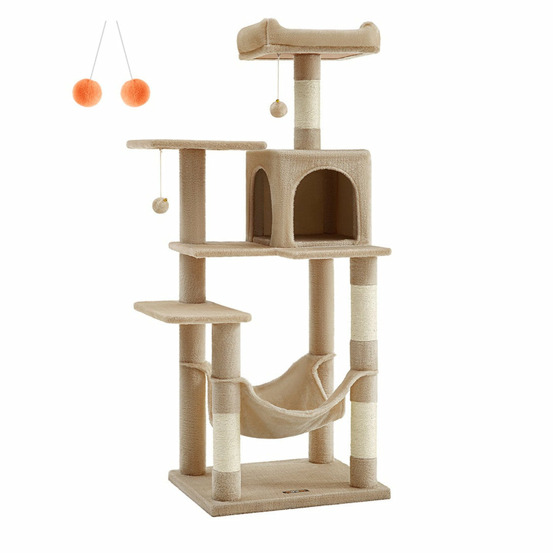 Arbre à chat hamac tour de jeux 143 cm gris clair