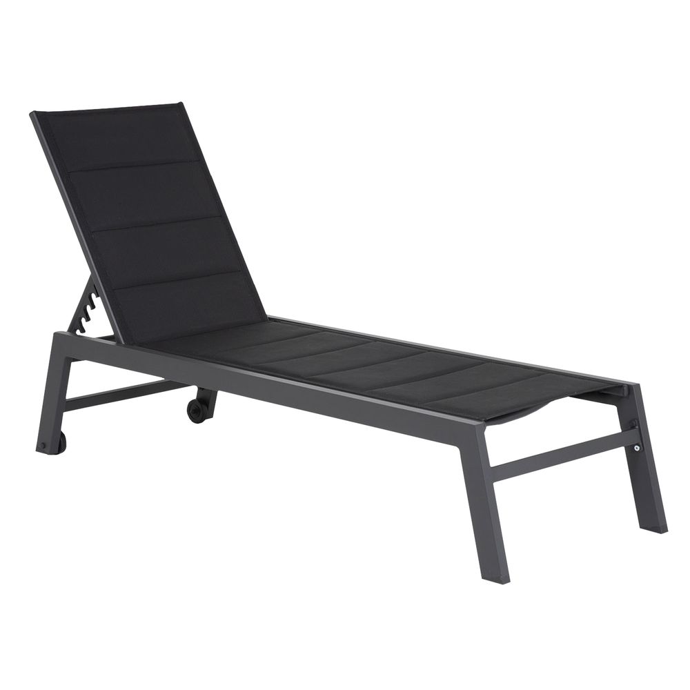 Bain de soleil barbados en textilène noir - aluminium gris anthracite