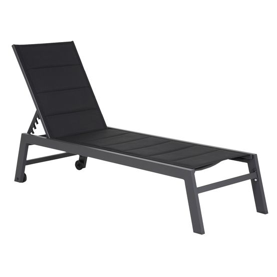 Bain de soleil barbados en textilène noir - aluminium gris anthracite