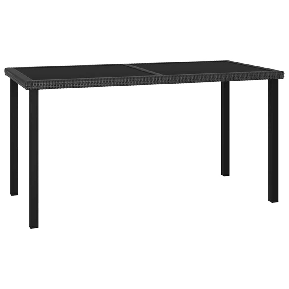 Table à dîner de jardin noir 140x70x73 cm résine tressée