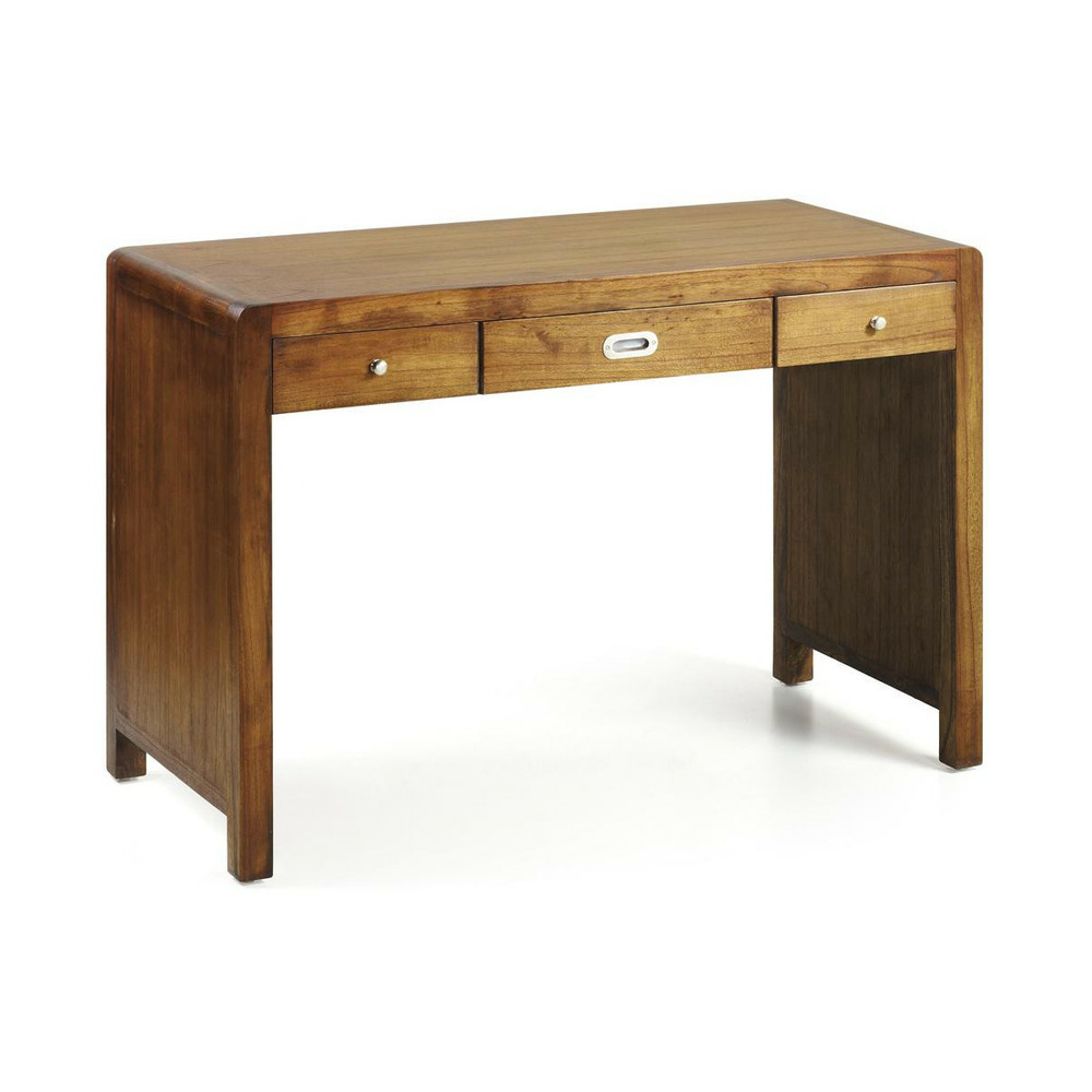 Bureau 3 tiroirs bronze bois marron - athénaïs décoration d'autrefois