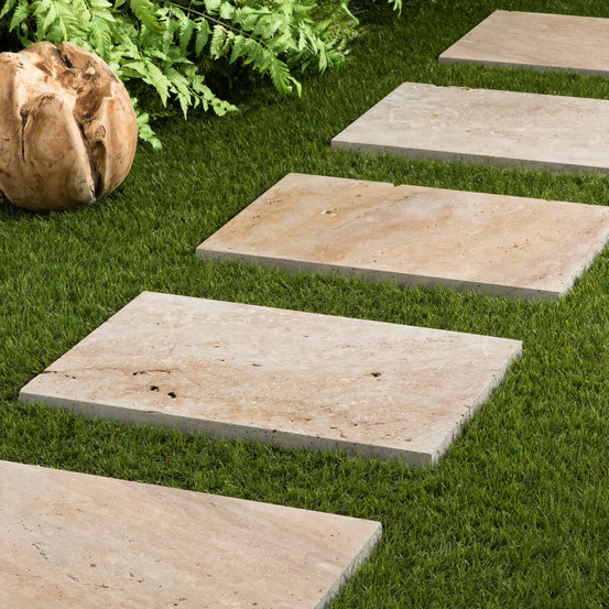 Pas japonais rectangle travertin beige nuancé 61x40,6x3 cm (à l'unité) - ro'ma nature