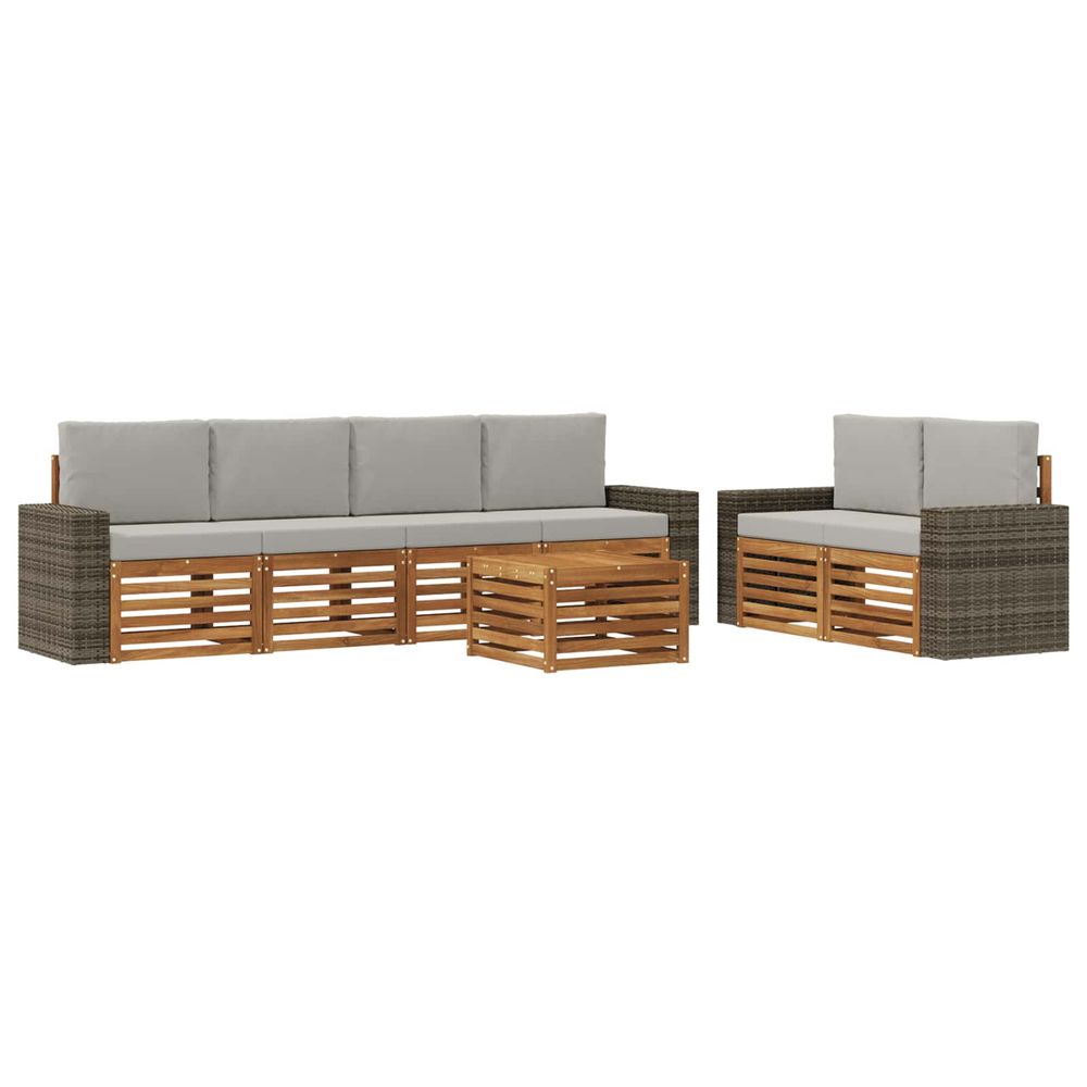 Ensemble de canapés d'extérieur 7 pc naturel et gris clair