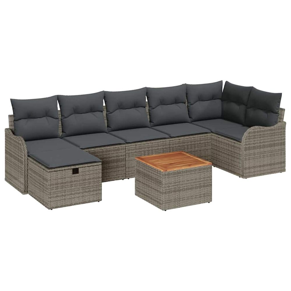 Ensemble de canapé de jardin 8 pc gris poly rotin