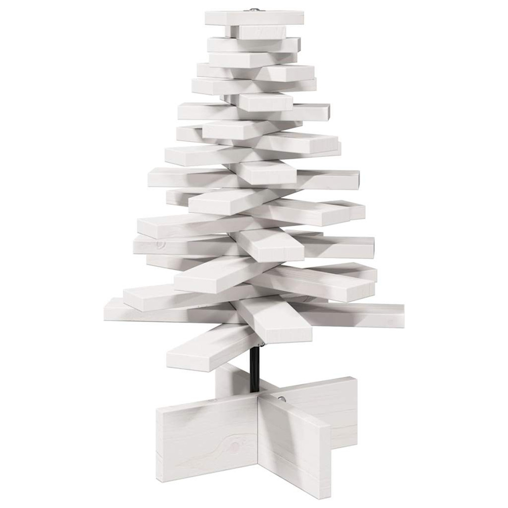 Arbre de noël en bois pour décoration blanc 60 cm pin massif