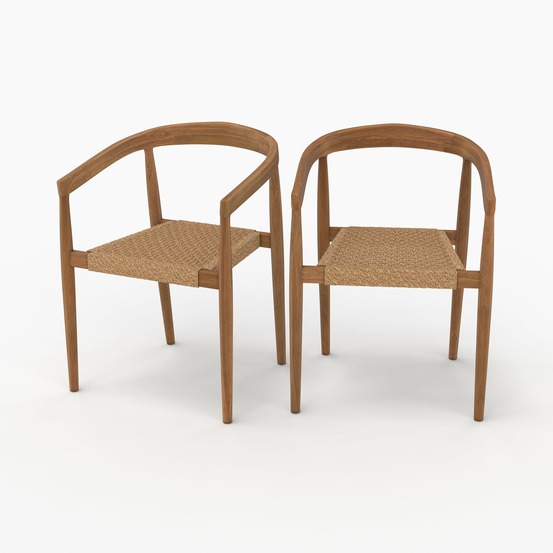 Bali-lot de 2 chaises de jardin empilables en bois de teck vernis