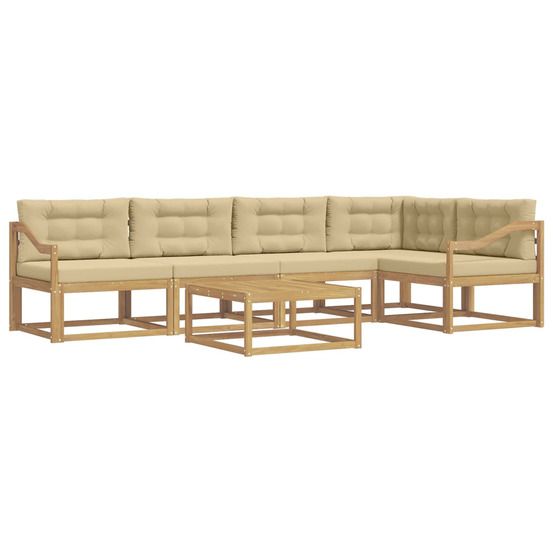 Ensemble de canapés d'extérieur 6 pc blanc et beige polyester