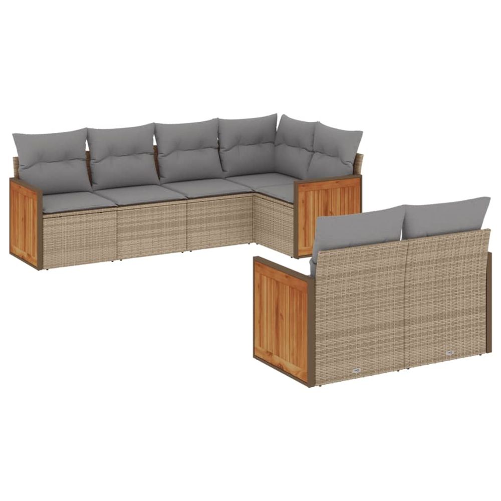 Salon de jardin avec coussins 7 pcs beige résine tressée