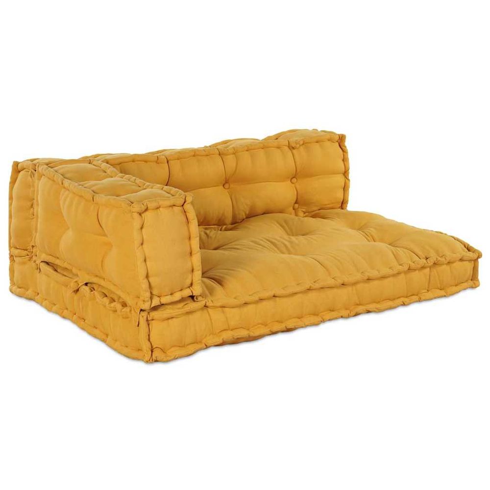 Coussin de canapé sur palette 3 pc tissu jaune 120 x 80 x 38 cm