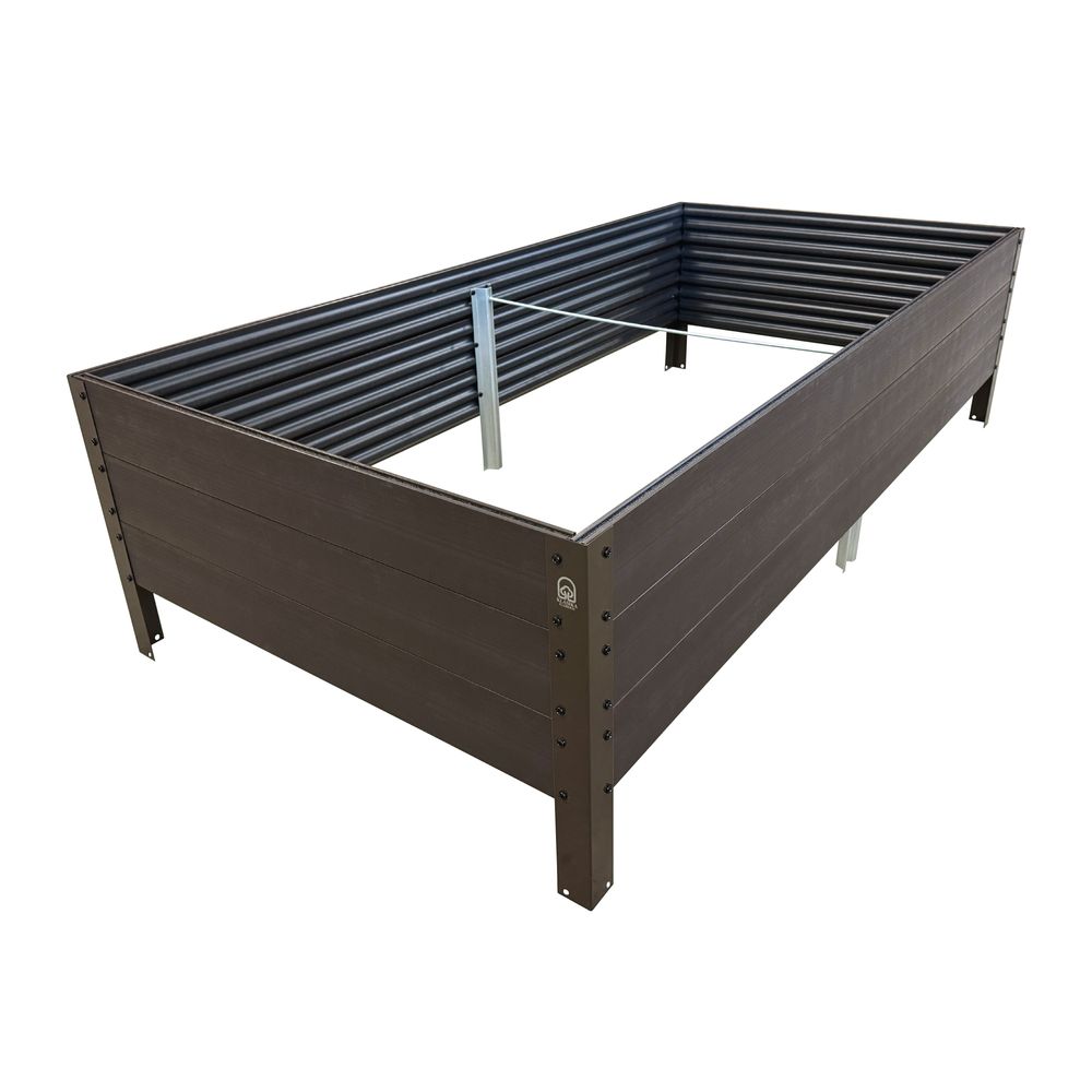 Carré potager surélevé effet bois marron 150 x 75 x 30 cm, 338 l, imputrescible