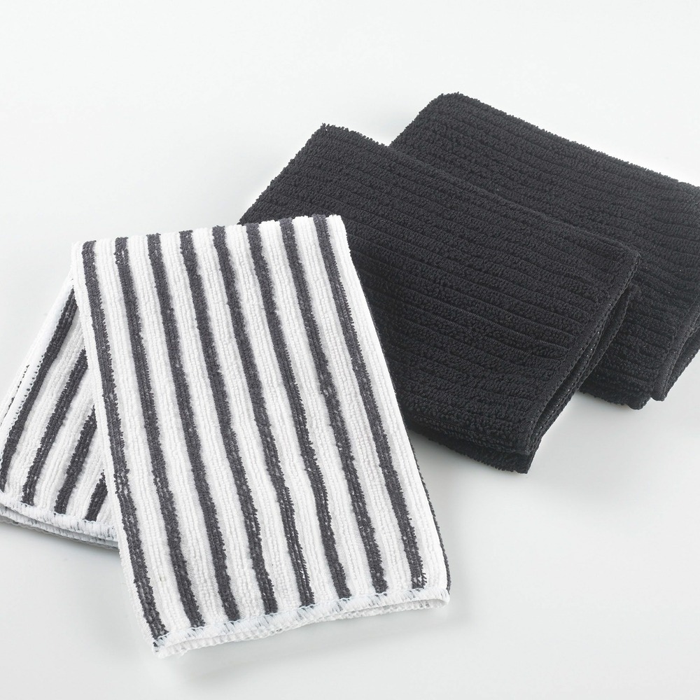 3 torchons microfibre cuistot noir et unis